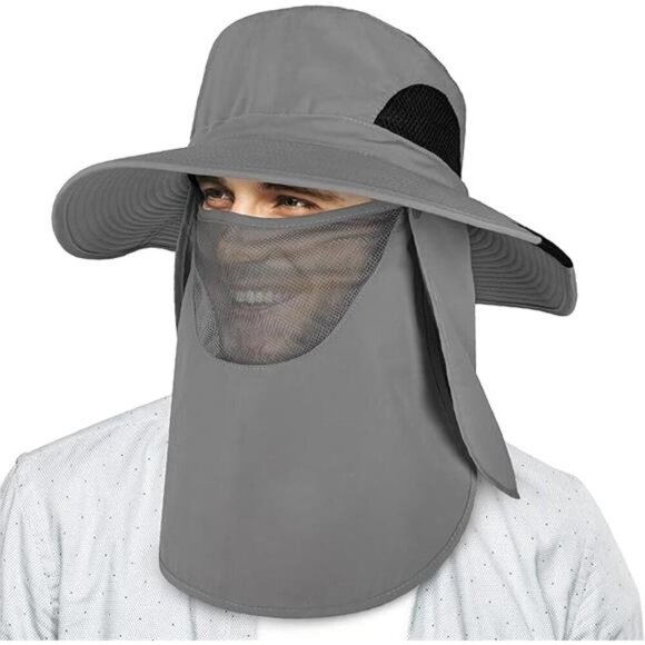 Fishing Hat for Men with UV Sun Protection Wide Brim, Face Cover, Neck Flap - Picture 7 of 7